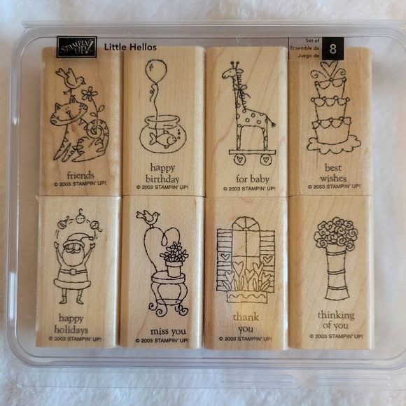 Stampin' Up! Little Hellos wood mount stamp set, Set of 6. - Picture 2 of 7